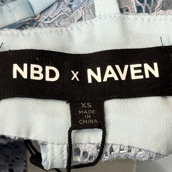 NBD x Naven Lilia Lace Mini Dress NWT Womens XS Ice Blue Feminine Cut Out Corset - Picture 9 of 14